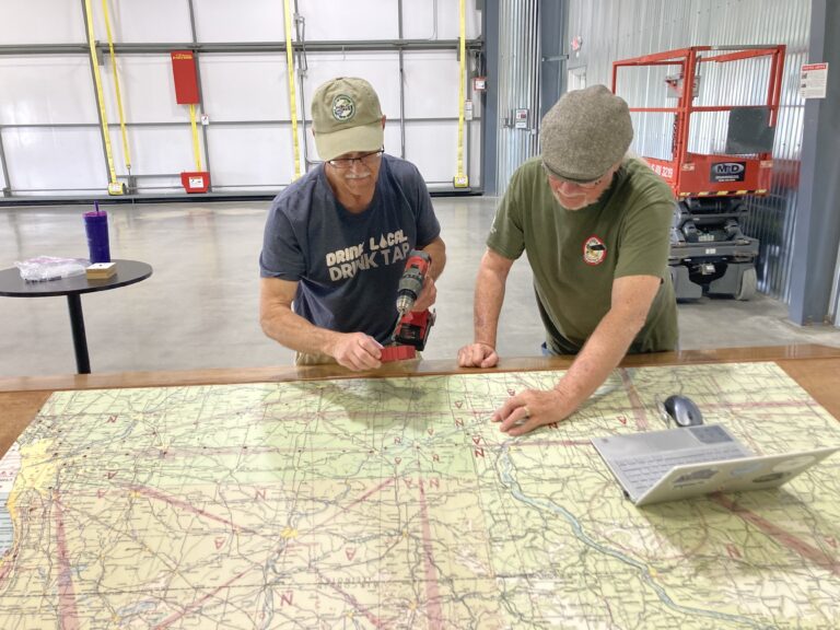 MJ and Karl working on the airmail beacon map display.